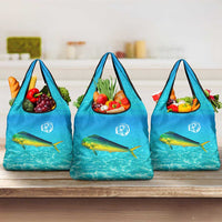 Mahi Mahi  Fishing Customize Name Grocery Bag Underwater Blue Background in Tropical Ocean Scene - Wonder Print Shop