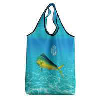 Mahi Mahi  Fishing Customize Name Grocery Bag Underwater Blue Background in Tropical Ocean Scene - Wonder Print Shop
