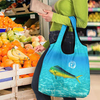 Mahi Mahi  Fishing Customize Name Grocery Bag Underwater Blue Background in Tropical Ocean Scene - Wonder Print Shop