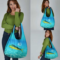 Mahi Mahi  Fishing Customize Name Grocery Bag Underwater Blue Background in Tropical Ocean Scene - Wonder Print Shop