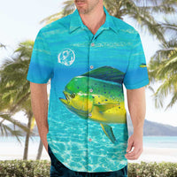 Mahi Mahi  Fishing Customize Name Hawaiian Shirt Underwater Blue Background in Tropical Ocean Scene - Wonder Print Shop