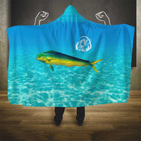 Mahi Mahi  Fishing Customize Name Hooded Blanket Underwater Blue Background in Tropical Ocean Scene - Wonder Print Shop