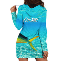 Mahi Mahi  Fishing Customize Name Hoodie Dress Underwater Blue Background in Tropical Ocean Scene - Wonder Print Shop