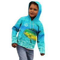 Mahi Mahi  Fishing Customize Name Kid Hoodie Underwater Blue Background in Tropical Ocean Scene - Wonder Print Shop