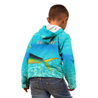 Mahi Mahi  Fishing Customize Name Kid Hoodie Underwater Blue Background in Tropical Ocean Scene - Wonder Print Shop
