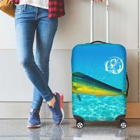 Mahi Mahi Fishing Customize Name Luggage Cover Underwater Blue Background in Tropical Ocean Scene - Wonder Print Shop