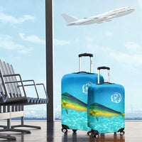 Mahi Mahi Fishing Customize Name Luggage Cover Underwater Blue Background in Tropical Ocean Scene - Wonder Print Shop