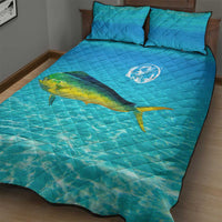 Mahi Mahi  Fishing Customize Name Quilt Bed Set Underwater Blue Background in Tropical Ocean Scene - Wonder Print Shop