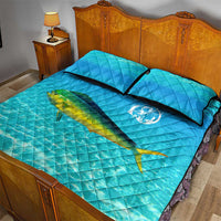 Mahi Mahi  Fishing Customize Name Quilt Bed Set Underwater Blue Background in Tropical Ocean Scene - Wonder Print Shop