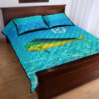 Mahi Mahi  Fishing Customize Name Quilt Bed Set Underwater Blue Background in Tropical Ocean Scene - Wonder Print Shop