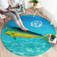 Mahi Mahi  Fishing Customize Name Round Carpet Underwater Blue Background in Tropical Ocean Scene - Wonder Print Shop