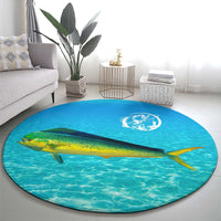 Mahi Mahi  Fishing Customize Name Round Carpet Underwater Blue Background in Tropical Ocean Scene - Wonder Print Shop