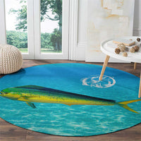 Mahi Mahi  Fishing Customize Name Round Carpet Underwater Blue Background in Tropical Ocean Scene - Wonder Print Shop