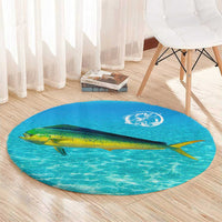 Mahi Mahi  Fishing Customize Name Round Carpet Underwater Blue Background in Tropical Ocean Scene - Wonder Print Shop