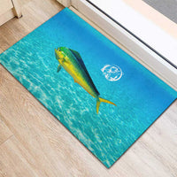 Mahi Mahi  Fishing Customize Name Rubber Doormat Underwater Blue Background in Tropical Ocean Scene - Wonder Print Shop