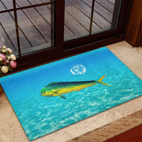 Mahi Mahi  Fishing Customize Name Rubber Doormat Underwater Blue Background in Tropical Ocean Scene - Wonder Print Shop