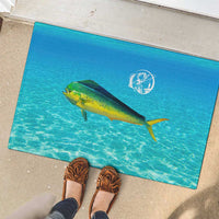 Mahi Mahi  Fishing Customize Name Rubber Doormat Underwater Blue Background in Tropical Ocean Scene - Wonder Print Shop