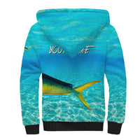 Mahi Mahi  Fishing Customize Name Sherpa Hoodie Underwater Blue Background in Tropical Ocean Scene - Wonder Print Shop