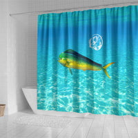 Mahi Mahi  Fishing Customize Name Shower Curtain Underwater Blue Background in Tropical Ocean Scene - Wonder Print Shop