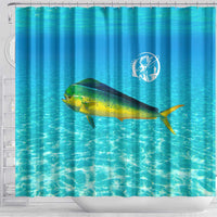 Mahi Mahi  Fishing Customize Name Shower Curtain Underwater Blue Background in Tropical Ocean Scene - Wonder Print Shop