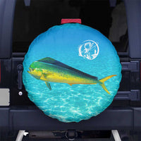 Mahi Mahi  Fishing Customize Name Spare Tire Cover Underwater Blue Background in Tropical Ocean Scene - Wonder Print Shop