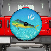 Mahi Mahi  Fishing Customize Name Spare Tire Cover Underwater Blue Background in Tropical Ocean Scene - Wonder Print Shop