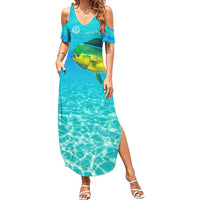 Mahi Mahi Fishing Customize Name Summer Maxi Dress Underwater Blue Background in Tropical Ocean Scene - Wonder Print Shop
