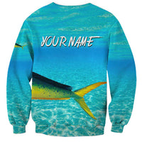 Mahi Mahi  Fishing Customize Name Sweatshirt Underwater Blue Background in Tropical Ocean Scene - Wonder Print Shop
