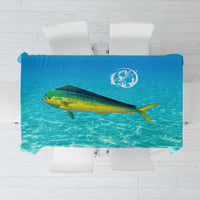 Mahi Mahi Fishing Customize Name Tablecloth Underwater Blue Background in Tropical Ocean Scene - Wonder Print Shop