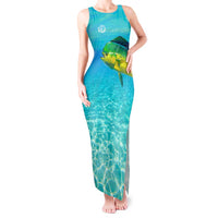 Mahi Mahi  Fishing Customize Name Tank Maxi Dress Underwater Blue Background in Tropical Ocean Scene - Wonder Print Shop