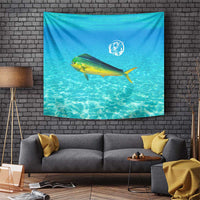 Mahi Mahi  Fishing Customize Name Tapestry Underwater Blue Background in Tropical Ocean Scene - Wonder Print Shop