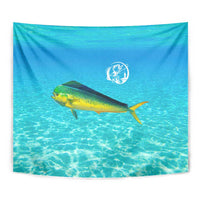 Mahi Mahi  Fishing Customize Name Tapestry Underwater Blue Background in Tropical Ocean Scene - Wonder Print Shop