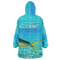 Mahi Mahi  Fishing Customize Name Wearable Blanket Hoodie Underwater Blue Background in Tropical Ocean Scene - Wonder Print Shop