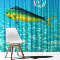 Mahi Mahi Fishing Customize Name Window Curtain Underwater Blue Background in Tropical Ocean Scene - Wonder Print Shop
