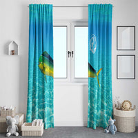 Mahi Mahi Fishing Customize Name Window Curtain Underwater Blue Background in Tropical Ocean Scene - Wonder Print Shop