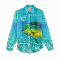 Mahi Mahi  Fishing Customize Name Women Casual Shirt Underwater Blue Background in Tropical Ocean Scene - Wonder Print Shop