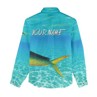 Mahi Mahi  Fishing Customize Name Women Casual Shirt Underwater Blue Background in Tropical Ocean Scene - Wonder Print Shop