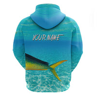 Mahi Mahi  Fishing Customize Name Zip Hoodie Underwater Blue Background in Tropical Ocean Scene - Wonder Print Shop