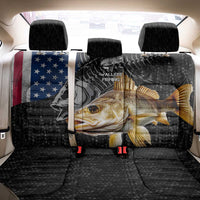Walleye Fishing Skeleton Personalized Back Car Seat Cover Grunge American Flag and Realistic Fish Graphic - Wonder Print Shop