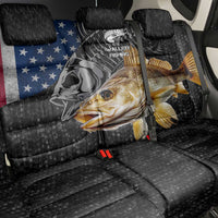 Walleye Fishing Skeleton Personalized Back Car Seat Cover Grunge American Flag and Realistic Fish Graphic - Wonder Print Shop