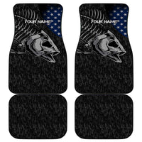 Walleye Fishing Skeleton Personalized Car Mats Grunge American Flag and Realistic Fish Graphic - Wonder Print Shop