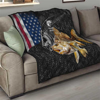Walleye Fishing Skeleton Personalized Quilt Grunge American Flag and Realistic Fish Graphic - Wonder Print Shop