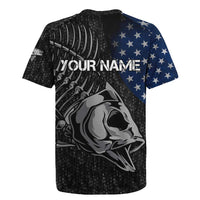 Walleye Fishing Skeleton Personalized Rugby Jersey Grunge American Flag and Realistic Fish Graphic - Wonder Print Shop