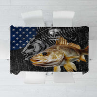 Walleye Fishing Skeleton Personalized Tablecloth Grunge American Flag and Realistic Fish Graphic - Wonder Print Shop