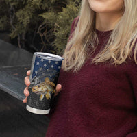 Walleye Fishing Skeleton Personalized Tumbler Cup Grunge American Flag and Realistic Fish Graphic - Wonder Print Shop