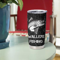 Walleye Fishing Skeleton Personalized Tumbler Cup Grunge American Flag and Realistic Fish Graphic - Wonder Print Shop