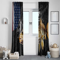 Walleye Fishing Skeleton Personalized Window Curtain Grunge American Flag and Realistic Fish Graphic - Wonder Print Shop