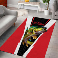 Bass Fishing Personalized Area Rug Bold Red and Black Lightning Pattern and Honeycomb Background - Wonder Print Shop