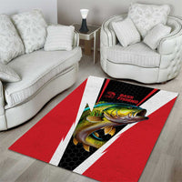Bass Fishing Personalized Area Rug Bold Red and Black Lightning Pattern and Honeycomb Background - Wonder Print Shop