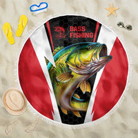 Bass Fishing Personalized Beach Blanket Bold Red and Black Lightning Pattern and Honeycomb Background - Wonder Print Shop